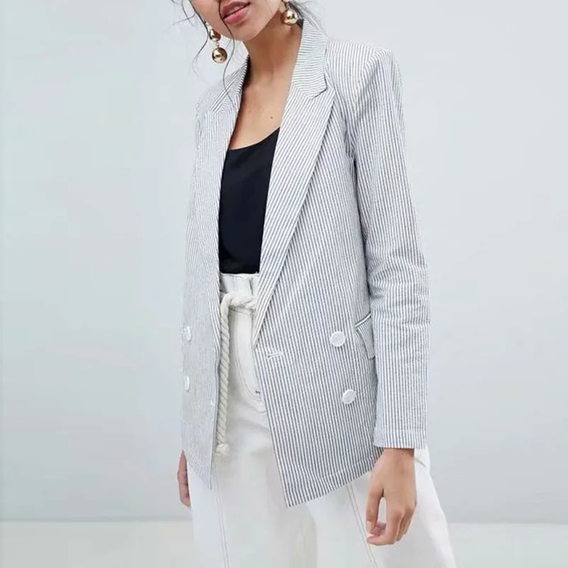Wonder 2019 весенние полосатые блейзеры с длинными рукавами Повседневные женские