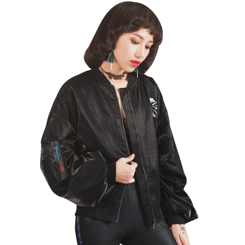 Женская атласная бейсбольная куртка повседневная короткая свободного покроя с