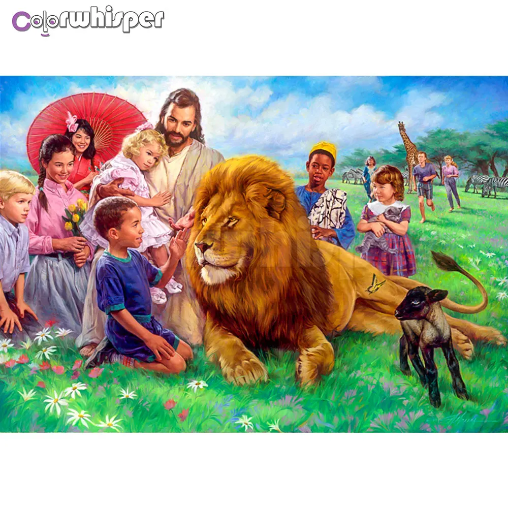 Алмазная живопись полноразмерная/круглая религия Иисус Христа Мария Вера