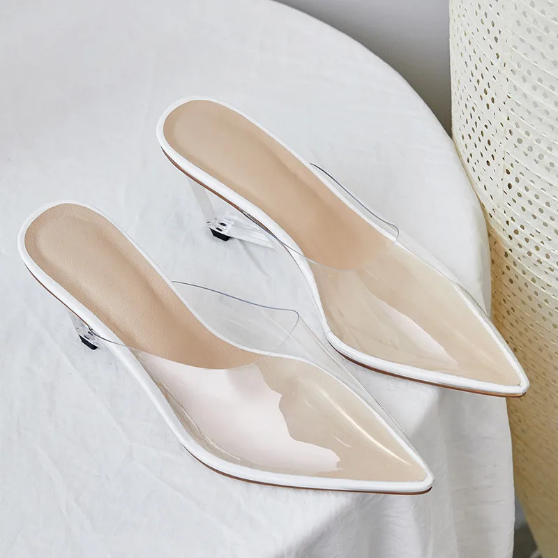 

MORAZORA 2020 unique women pumps pointed toe pvc Transparent ladies shoes high heels party prom shoes woman mules shoes