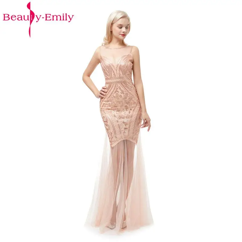 Женское вечернее платье без рукавов Beauty Emily элегантное с блестками и бусинами
