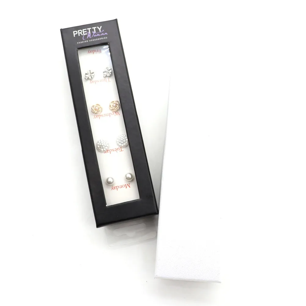 5 пар/уп. металлические жемчужные серьги гвоздики с цветком композитные коробки