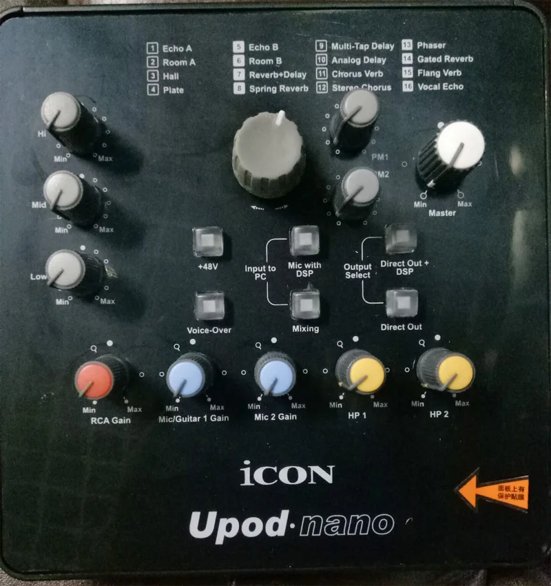 Новый горячий значок upod nano USB звуковая карта Plug play 2 mic In/1 guitar In Out Интерфейс записи +
