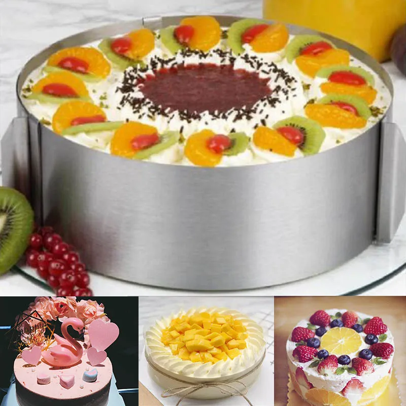DIY формы для тортов 6 12 дюймов регулируемые круглые Мусса из нержавеющей стали