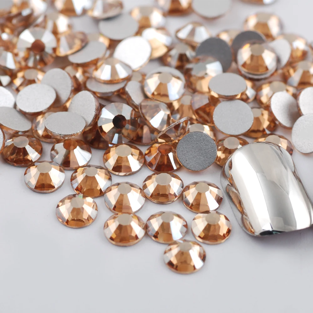 

High quality fine glass flat spherical rhinestone fashion charm champagne silver AB color DIY nail art accessories decoration