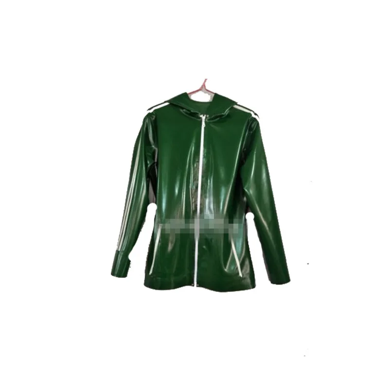 

Latex Rubber Men Handsome Hooded Casual Sports Jacket Leisure Size XXS-XXL