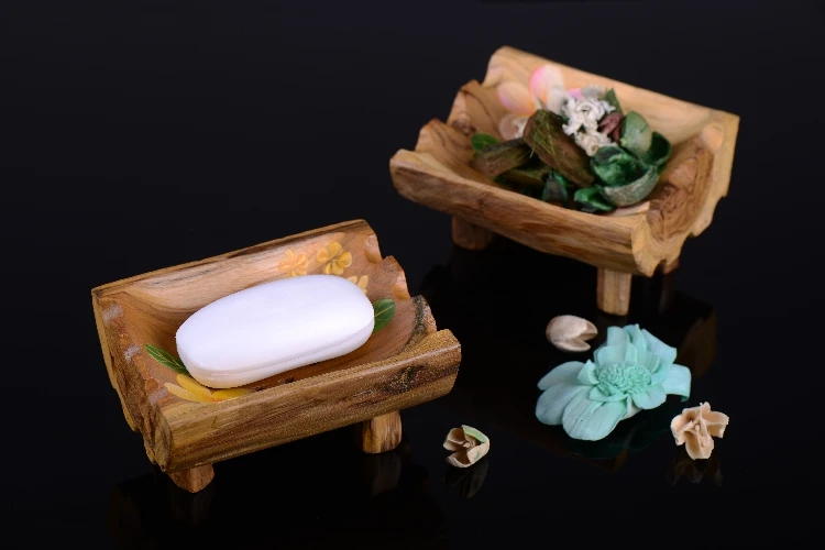 Твердой древесины Мыло шкатулка деревянная spa стойки Ванная комната создать Винтаж ручной работы Эфирные масла хранения держатель ручной резьбой краски