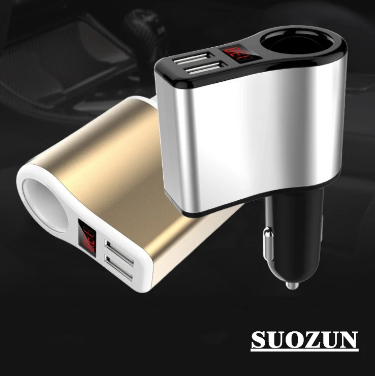 Автомобильное зарядное устройство SUOZUN USB со светодиодным экраном