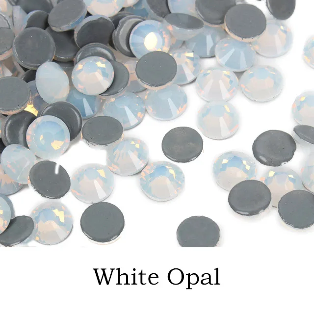 White opal SS6-SS30, 1440 шт, блестящие стразы с плоским основанием, стразы для горячей фиксации - Цвет: White opal