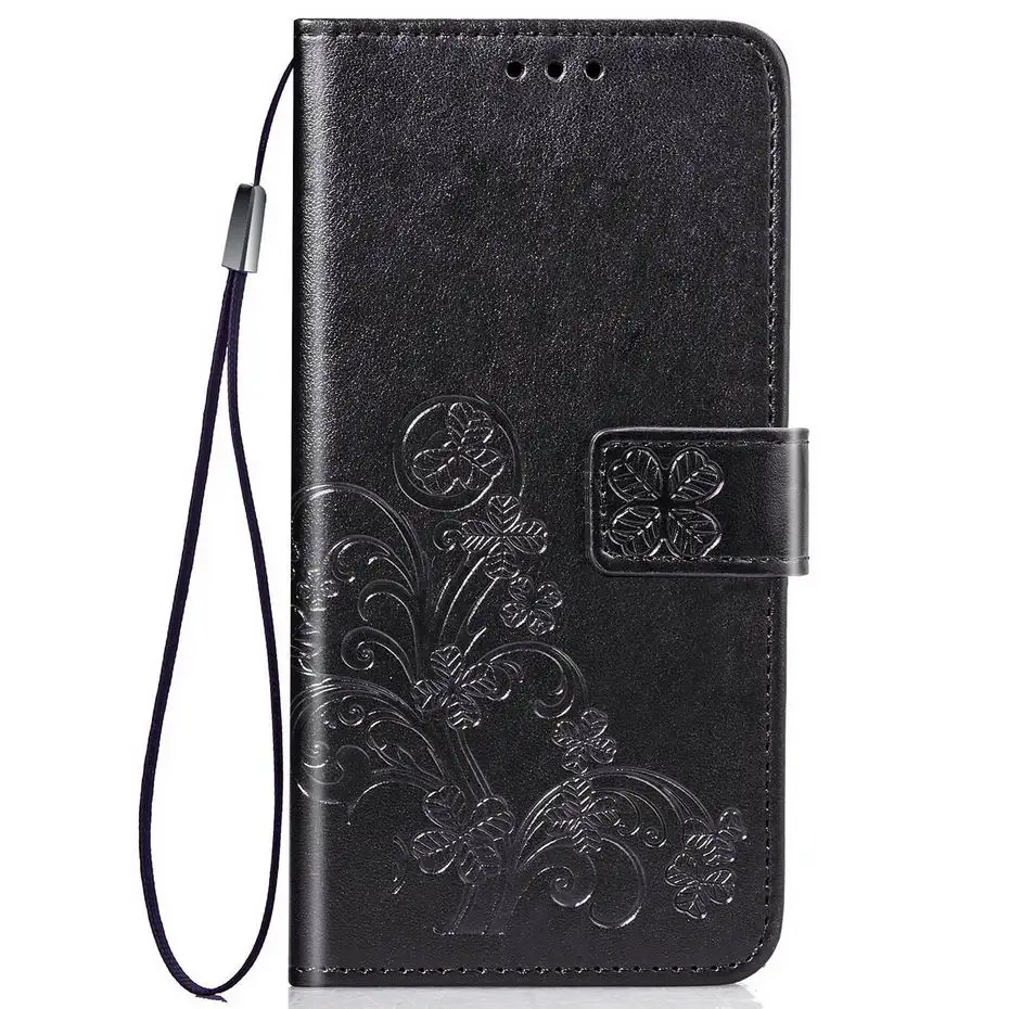 Luxury Clover 3D Emboss Case For Huawei Honor 8C Flip Leather for Coque 8 C BKK-L21 Protective Cover | Мобильные телефоны и