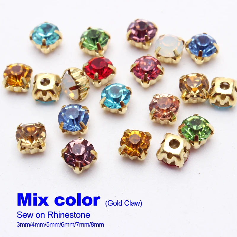 Бесплатная доставка разноцветные стразы для шитья 4 мм 5 6 7 8