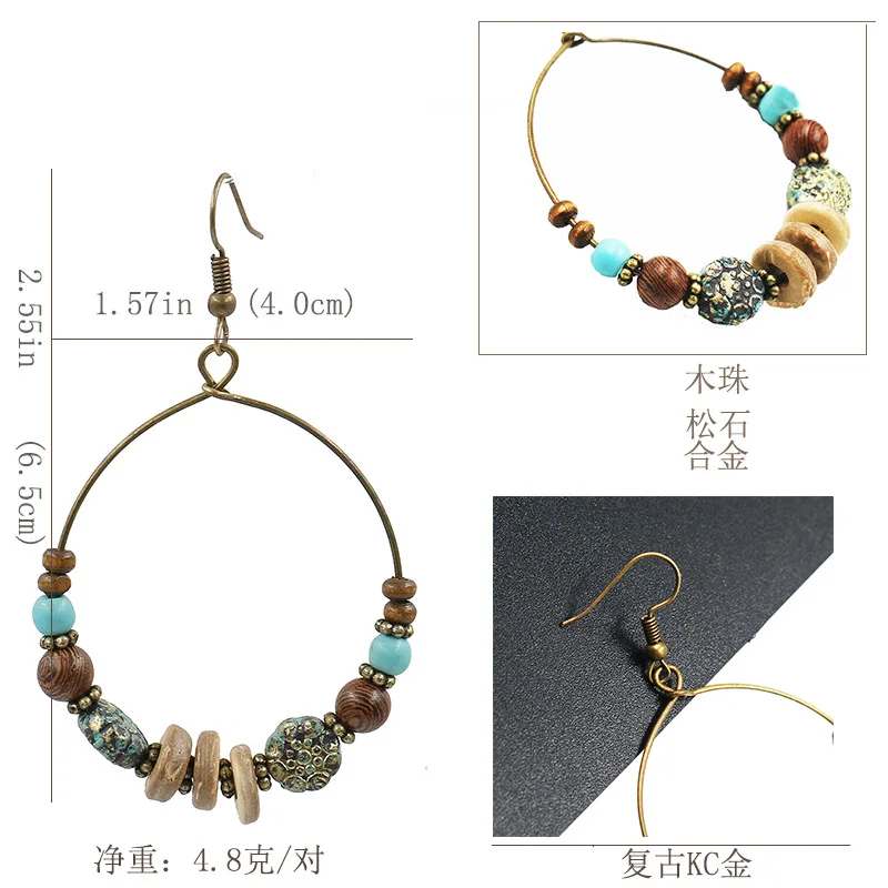 Модные висячие серьги в стиле ретро квадратные круглые сборе длинные золотые 2018