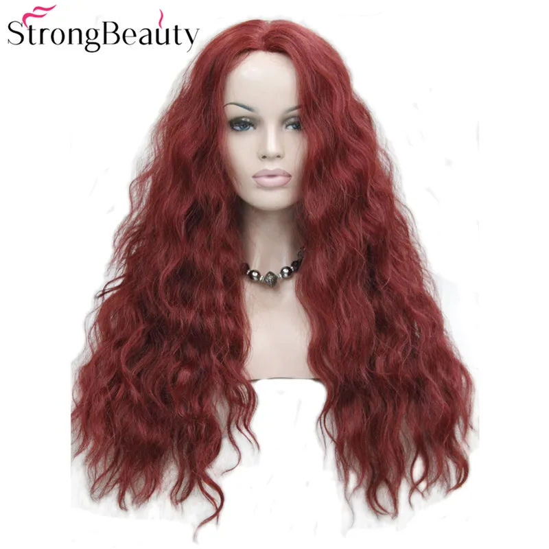 StrongBeauty Synthetic Wig Wavy Red/Blonde Lace Front Wigs