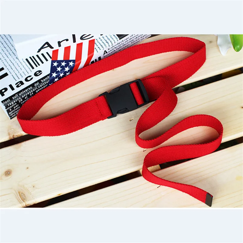 Ремень женский из парусины с пластиковой пряжкой однотонный | Аксессуары для