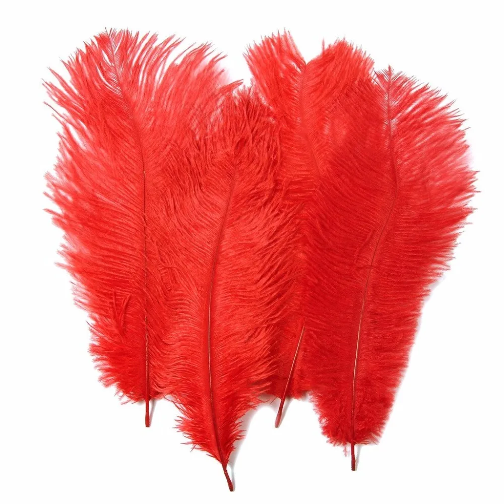 

Free Shipping 500PCS Red Ostrich Feathers 25-30cm/10-12inches Natural Ostrich plumes For Wedding dress crafts Making Carnival