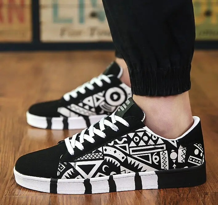2021 New Brand Men Casual Shoes Fashion good quality Graffiti Man Flats Suede Lace-Up | Обувь