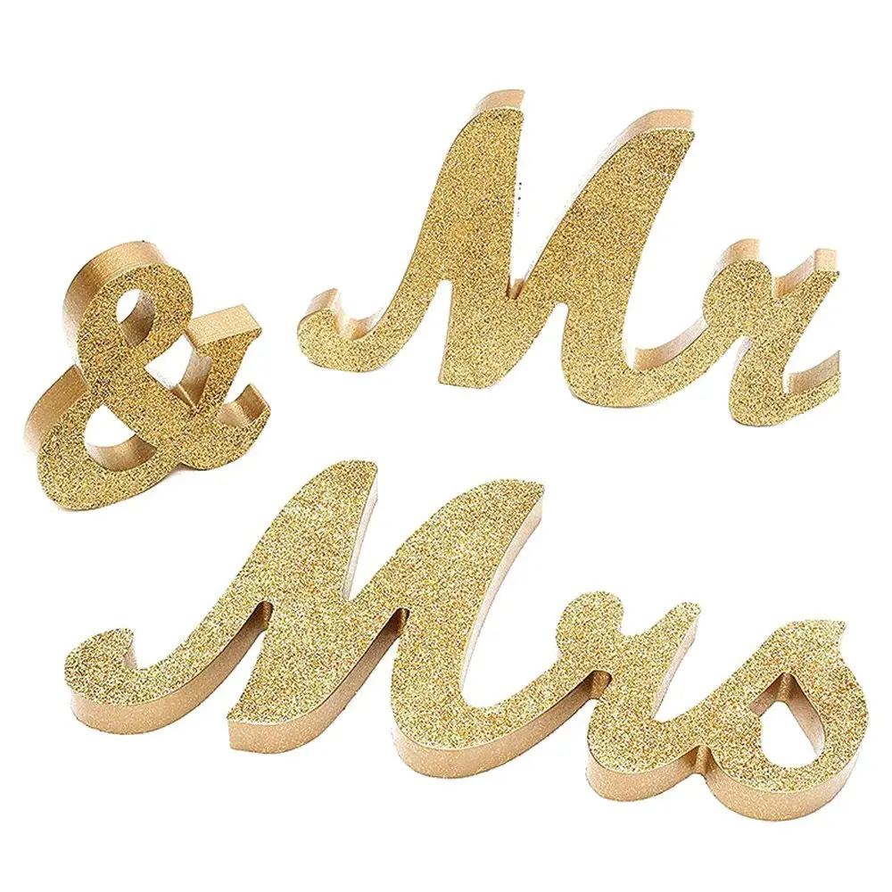 Gold ALIM горячая Распродажа знак Mr& Mrs Свадебные милые настольные украшения для свадебных фотографий реквизит баннер для украшения вечеринки(золотой блеск - Цвет: Gold