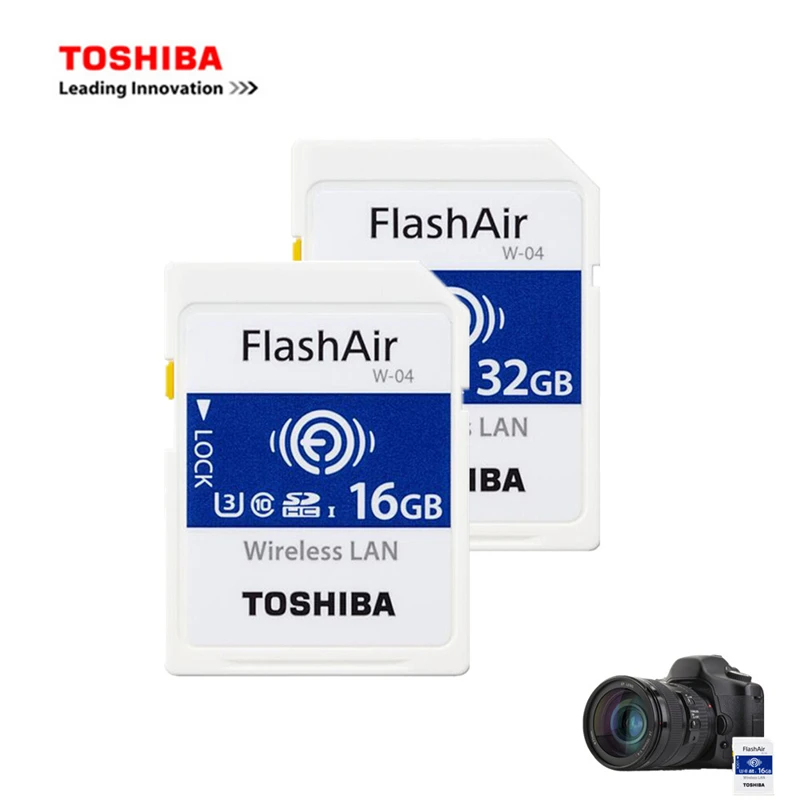 Toshiba 16 Гб/32 ГБ/64 Гб Micro SD карта Flash Air 4 го поколения Беспроводная LAN Встроенная SDXC памяти U3 класс 10 камера