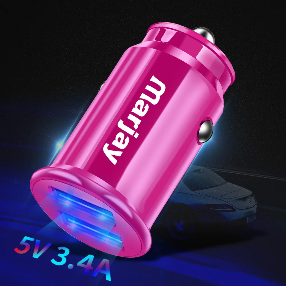 Marjay 3.4A светодиодный двойной USB Автомобильное зарядное устройство Adapte автомобильное зарядное устройство для iPhone 7 X 6s samsung S9 Xiaomi mi9 планшет мобильное автомобильное зарядное устройство для телефона