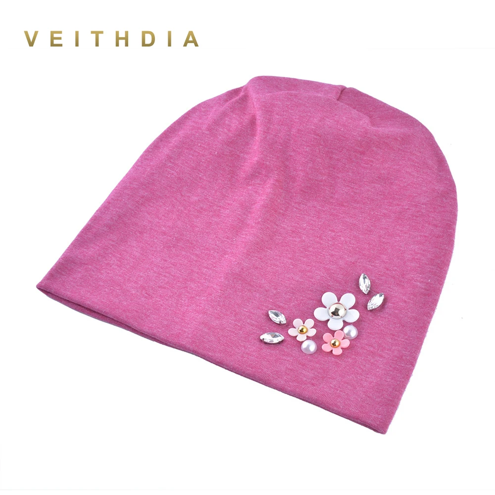 Женская трикотажная двухслойная шапка VEITHDIA осенне зимняя из хлопка 2019|Женские