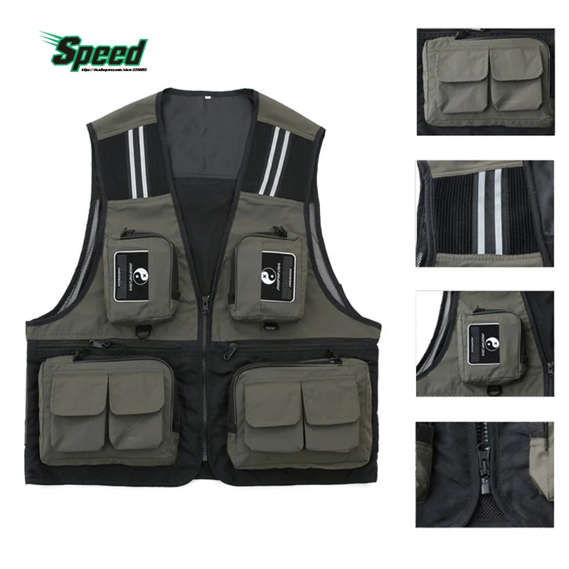 Уличный спортивный мужской жилет для рыбалки с несколькими карманами
