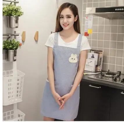 Cotton and linen anti-fouling apron kitchen oil-proof cooking belly waist Household simple adult sleeveless hanging neck gown |