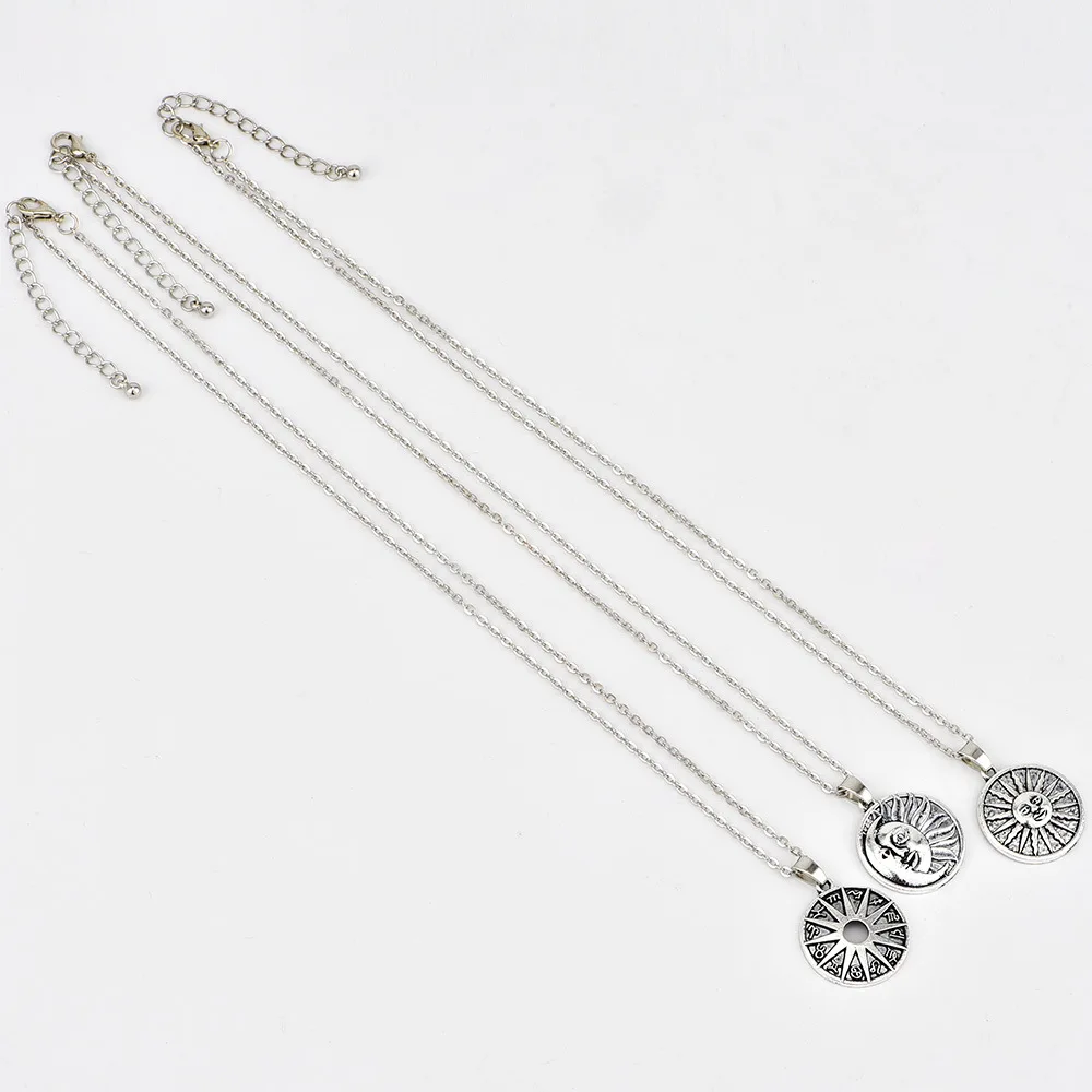 Myelo Unique Design Silver Color Carved Sun Compass Pendants Necklaces For Women Vintage Charms Layered Jewelry Gifts | Украшения и