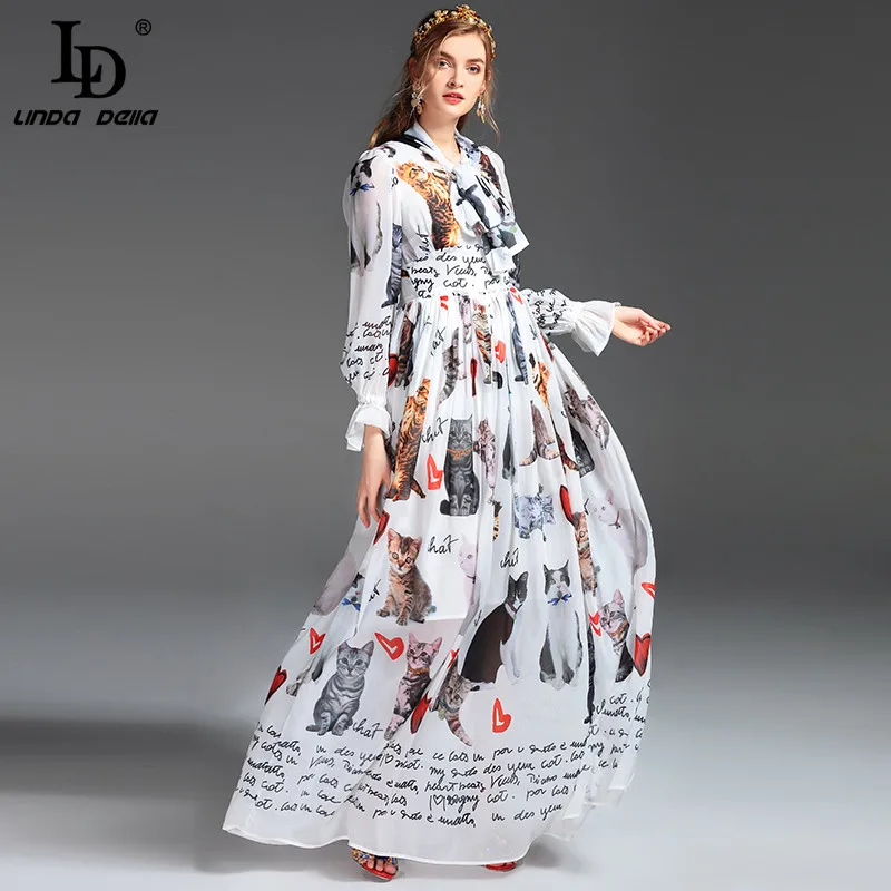 Женское подиумное платье макси с длинным рукавом дизайнерское повседневное