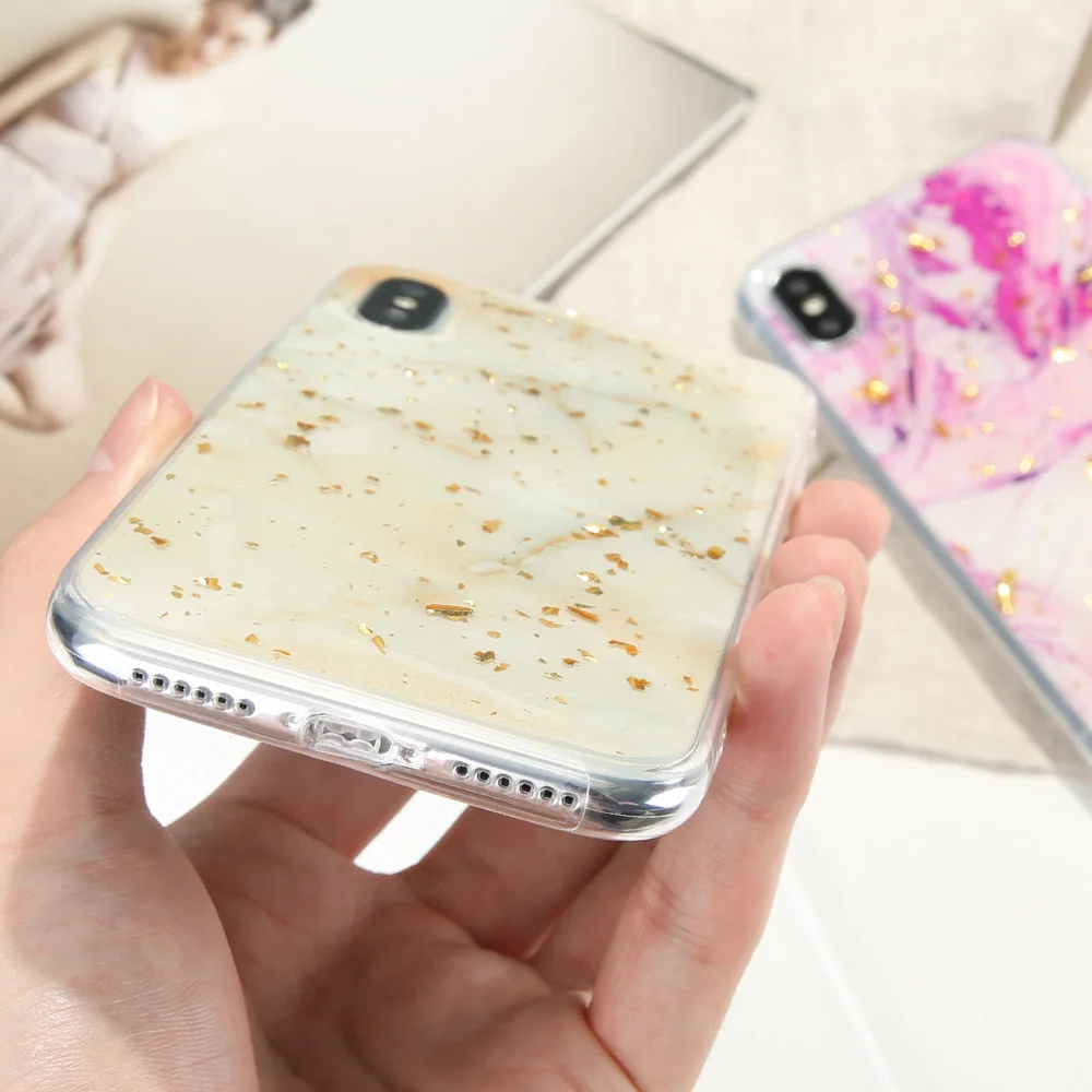 KISSCASE Luxury Gold Foil Bling Phone Case For iPhone 7 8 Plus Ultra Soft TPU X XR XS Max 6S 6 Capa |