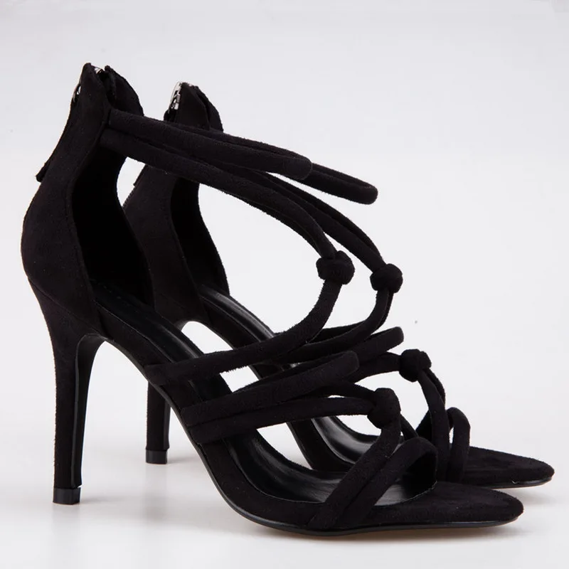 Женские замшевые босоножки на высоком каблуке летние сандалии гладиаторы Chaussure