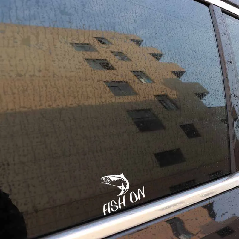 YJZT 16.4CM*12.2CM Fish On Salmon Steelhead Car Sticker Window Vinyl Decal Black/Silver C24-0647 | Автомобили и мотоциклы