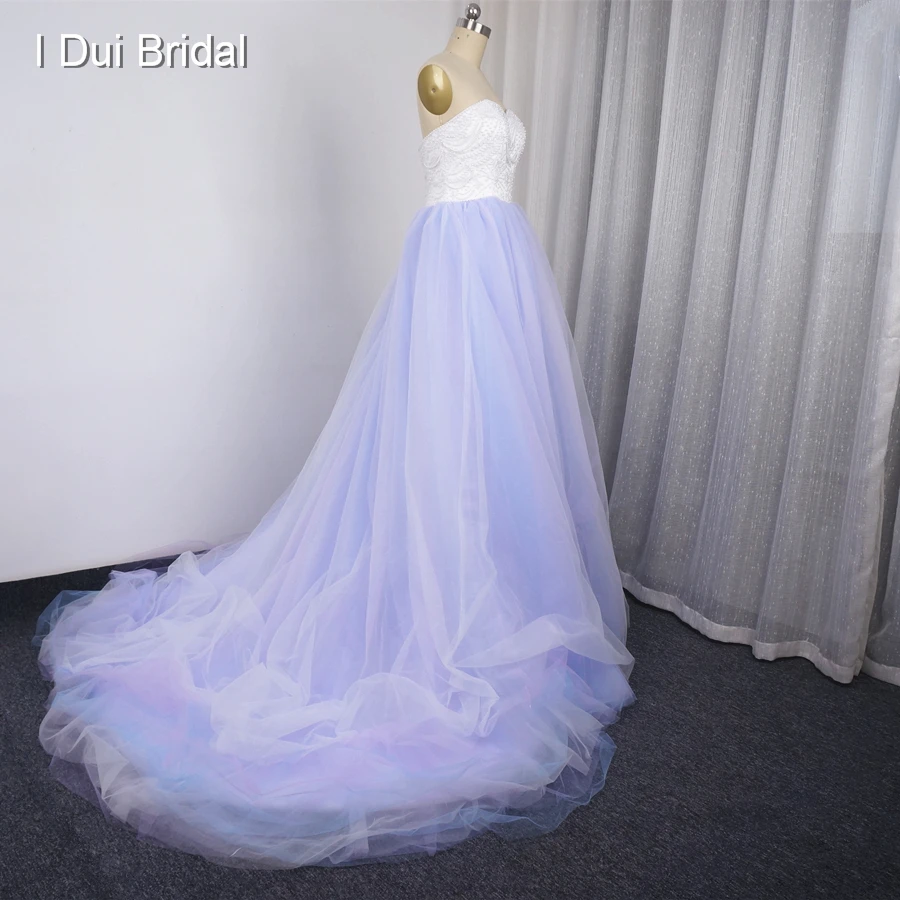 Синий фиолетовый розовый красочные Свадебные платья Тюль слоев жемчуга бисером