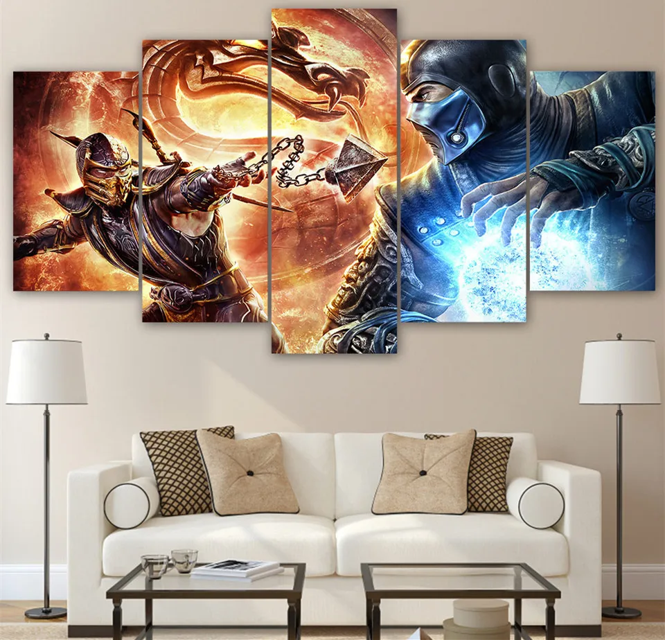 5 шт Wall Рисунок нанесенный комиксов Звездные войны игры плакат Mortal Kombat Холст