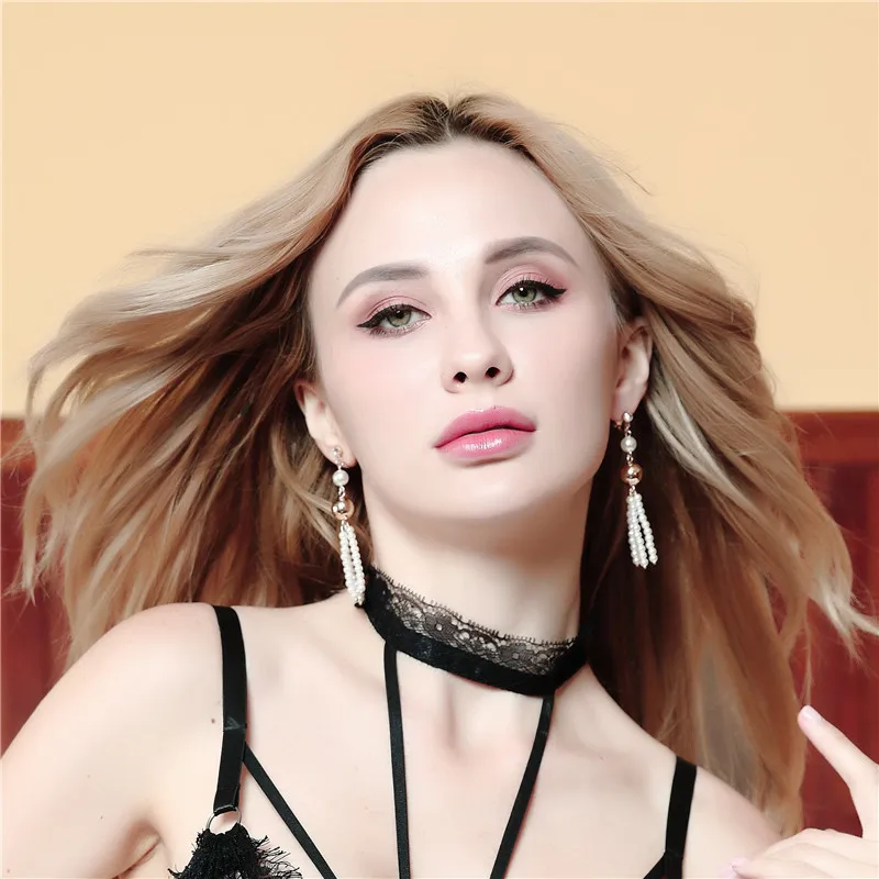 Женские длинные серьги-клипсы с искусственным жемчугом | Украшения и аксессуары