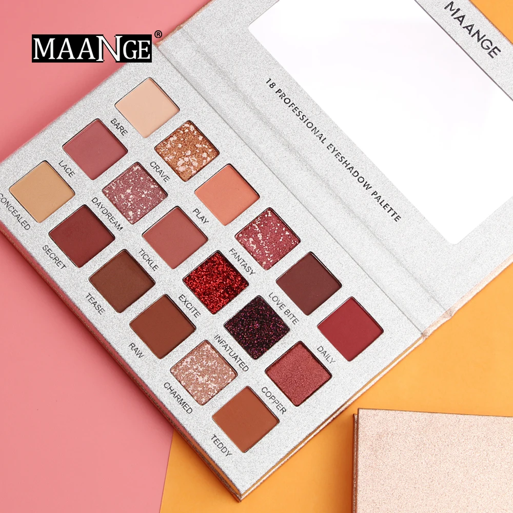 MAANGE Pro 18 цветов палитра теней для век блеск мерцание матовые глаза макияж