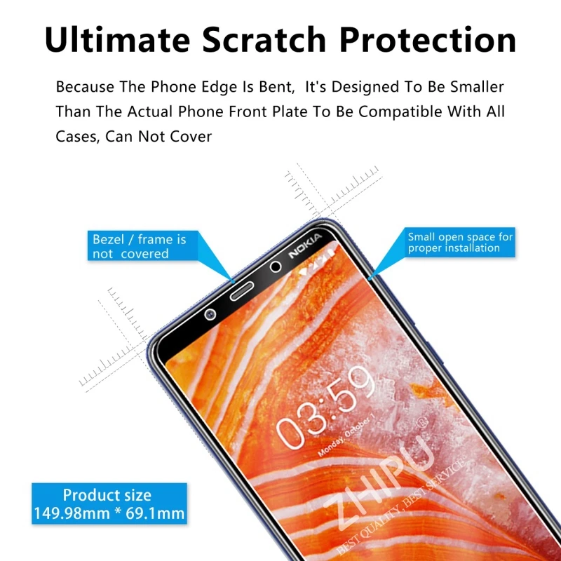Закаленное стекло для Nokia 3 1 Plus защита экрана 2.5D 9H Премиум защитная