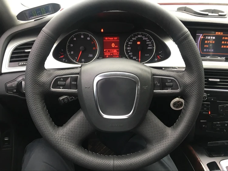 For Audi A6 C6 A4 B7 2004-2012 Q5 2007-2012 Q7 Car Accessories Black Leather Steering Wheel Cover | Автомобили и мотоциклы