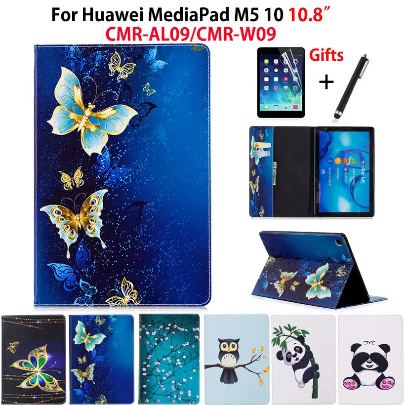 

Case For Huawei MediaPad M5 10 Pro M5 10.8" CMR-AL09 CMR-W09 CMR-W19 Cover Funda Tablet Fashion Panda Owl Pattern Stand Shell