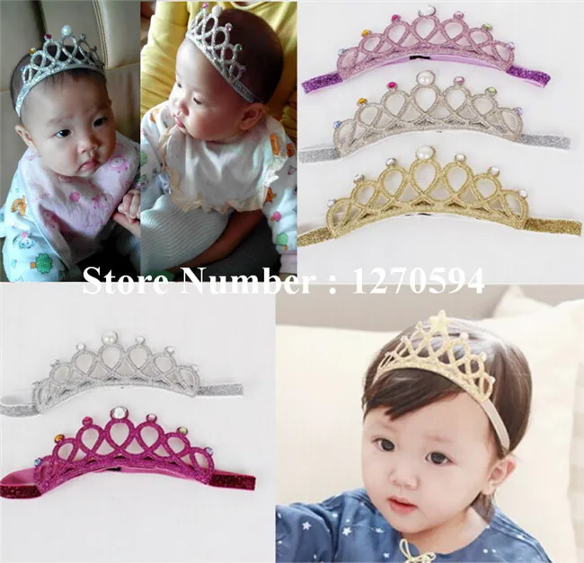 10 шт./лот повязка на голову с короной для девочек блестящий тиара жемчужный