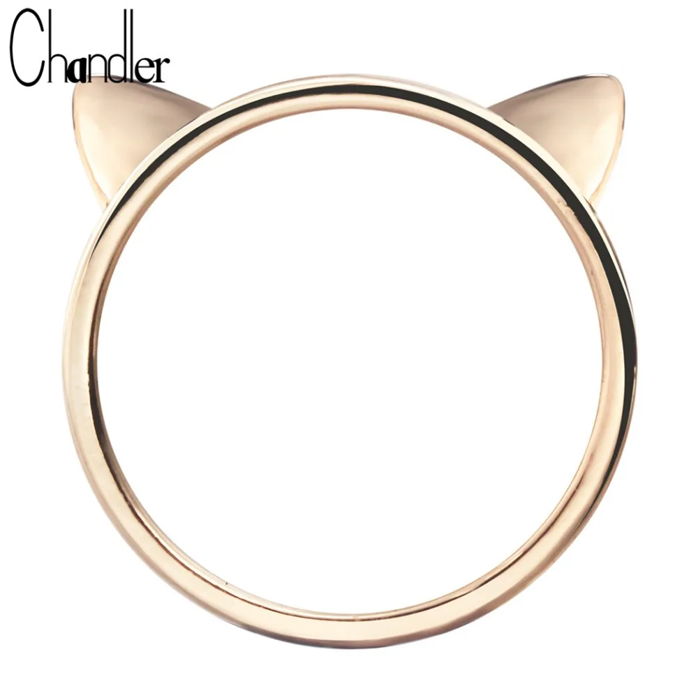 Позолоченные кольца Chandler с кошачьими ушками круглое кольцо в форме котенка для