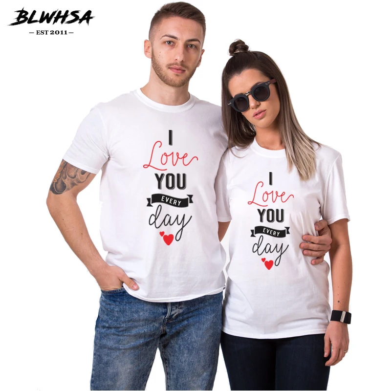 Футболка BLWHSA для пар повседневная женская футболка из 100% хлопка с принтом Love You Ever