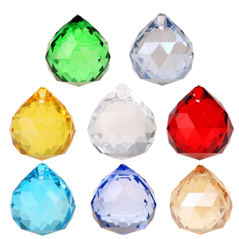 

H&D 8pcs 0.78"/20mm Feng Shui Faceted Decorating Chandelier Crystal Ball Prism Home Wedding Hanging Ornaments