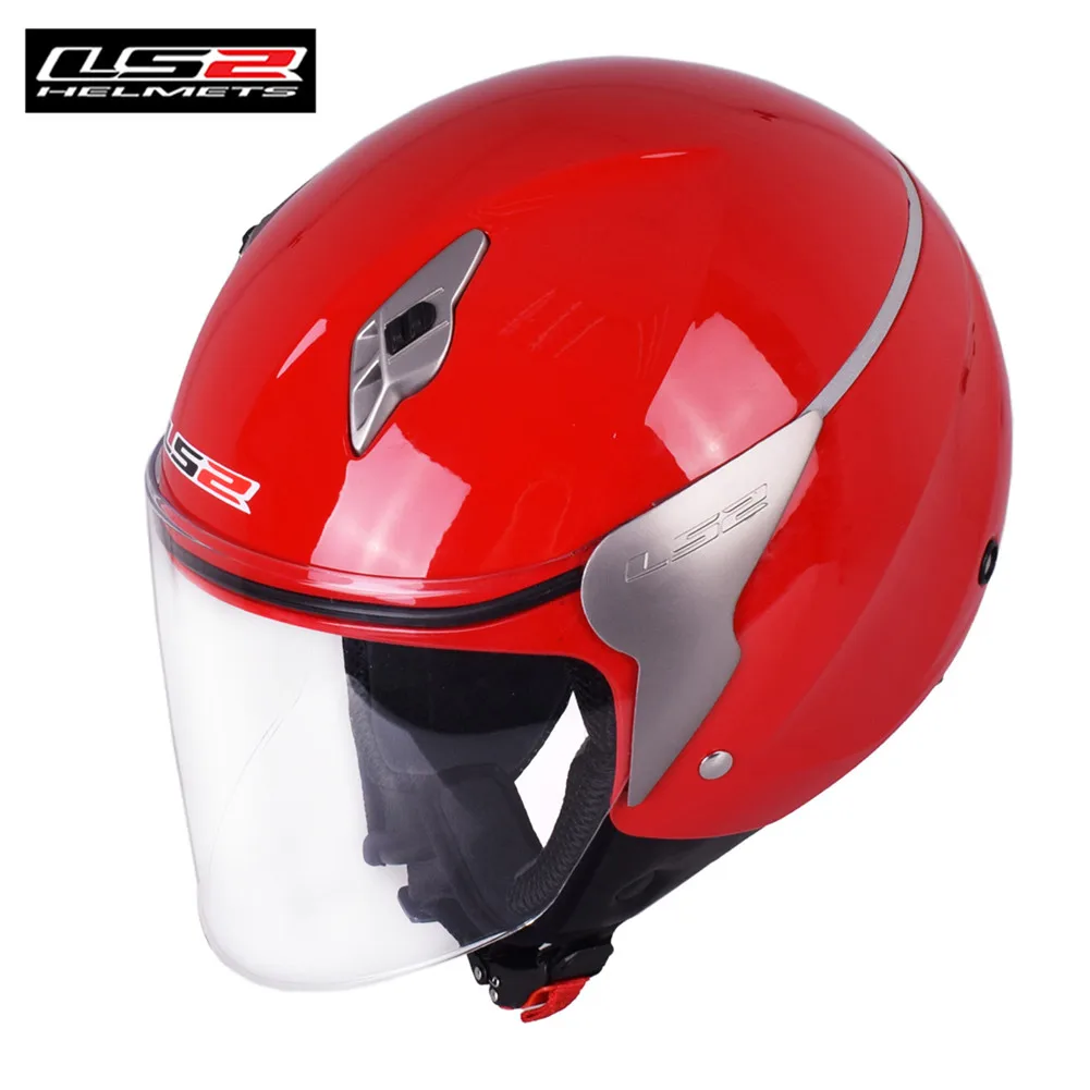 Bright Red LS2 мотоциклетный шлем 3/4 с открытым лицом Casco Moto Capacetes de Motociclista скутер реактивный шлем мотоциклетный шлем каск - Цвет: Bright Red