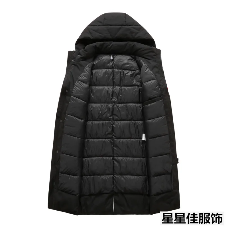 10XL 9XL 8XL 6XL зимнее мужское длинное пальто Изысканная Мужская однотонная парка с карманом на руку теплая Дизайнерская куртка из дышащей ткани с манжетами