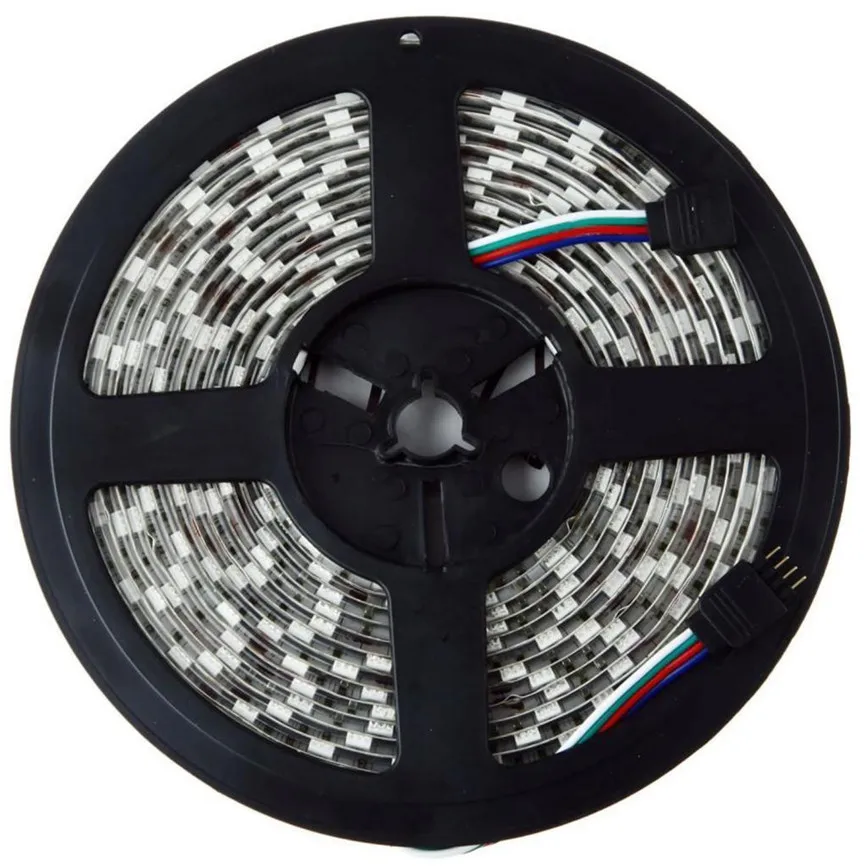 Светодиодная лента 5 М 5050 RGB SMD водонепроницаемая гибкая DC 12 В 300 светодиодов + 44