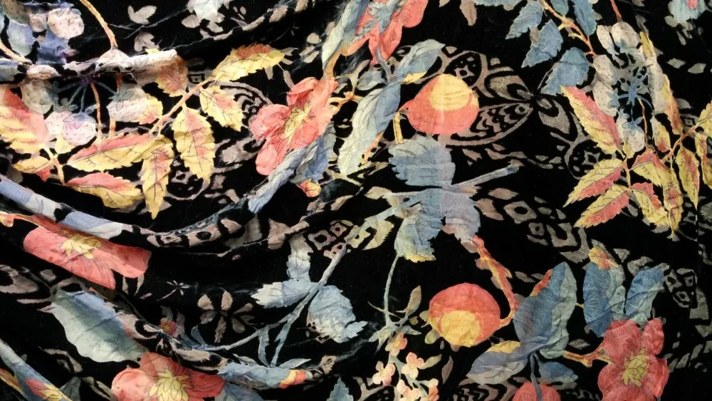 2018 new fashion Yellow flowers print jacquard Silk fabric silk velvet material tulle Hair coton tissu au metre telas | Дом и сад