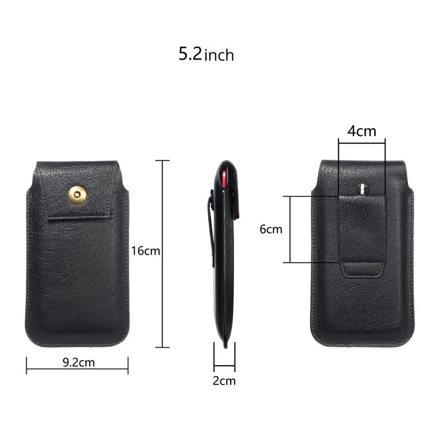 CHEZVOUS Flip Leather Phone Case For Smart Cell Phones 4.7-6.5inch Belt Clip Holster Pouch Ultra-thin Waist Bag Outdoor Climbing