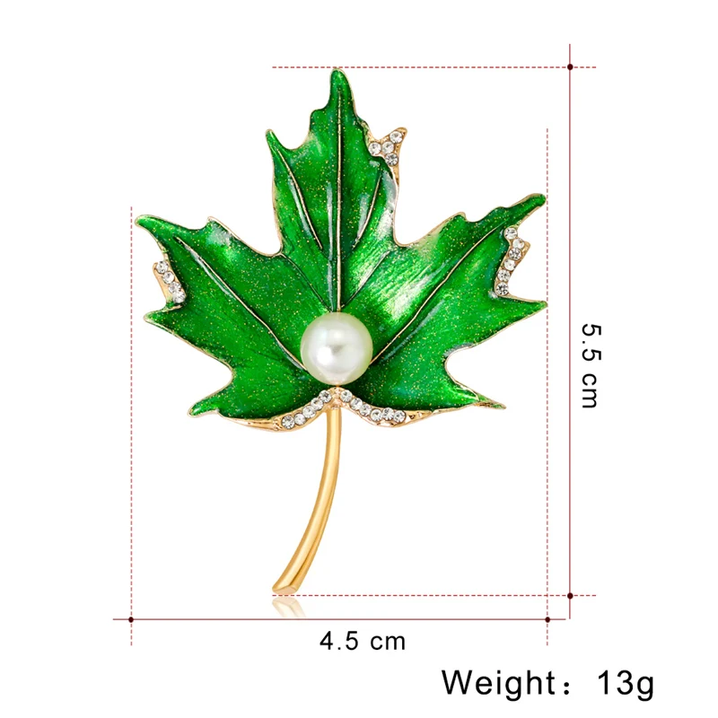 Женская Брошь в виде листьев стразы с оранжевой/зеленой эмалью|Украшения для
