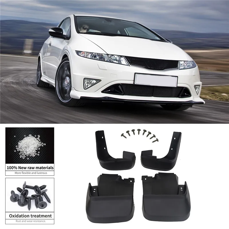 KOLEROADER 1Set Mud Flaps Plash Guard Front Rear Flap Mudguard Auto For Honda Civic Sedan 4DR 2006 2007 2008 2009 2010 2011 / | Автомобили