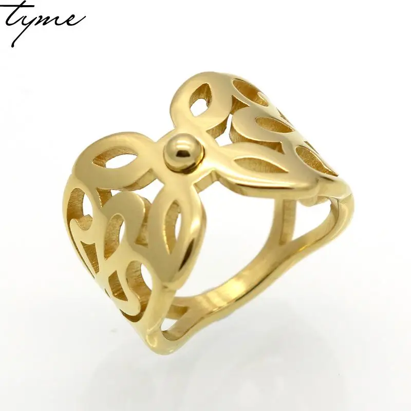 2017 титановая сталь модный стиль золотой цвет Камелия женские и мужские кольца